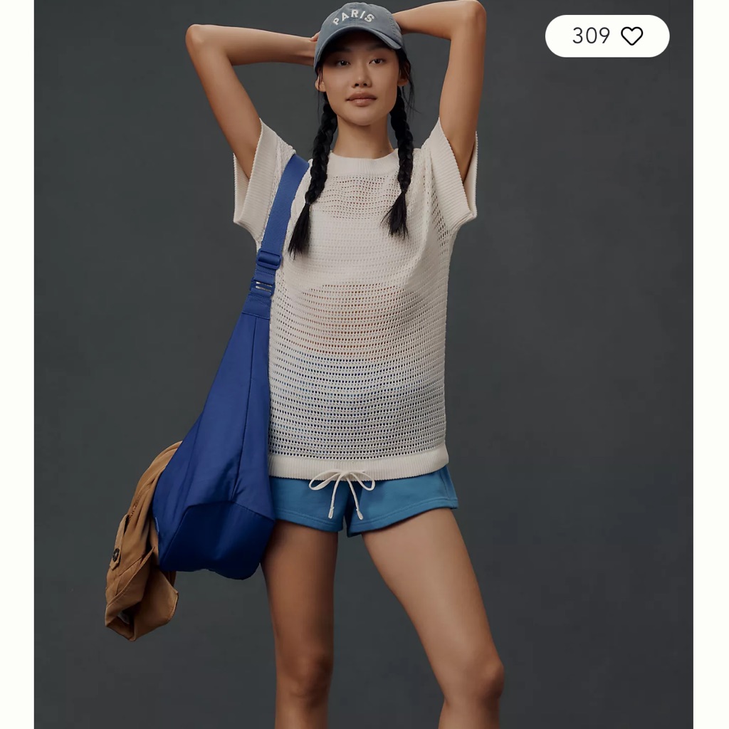 Varley White Knit Short Sleeve Top Tie Waist